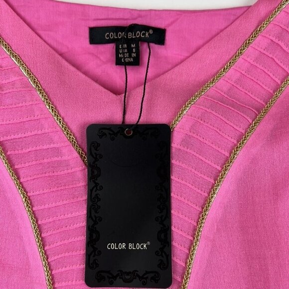 Color Block Pink Mini Dress Cover-Up size Small - Picture 3 of 10